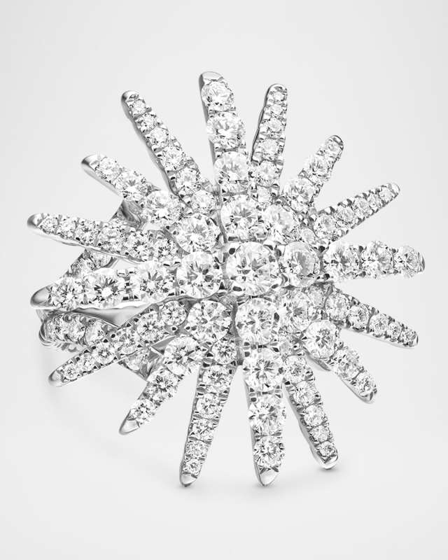 Starburst 18k White Gold Statement Ring with Diamonds